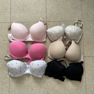 Victoria's Secret Pink, Cream, and Black Bra Collection